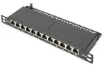 Digitus CAT 6A Slim Patch Panel, geschirmt, 12-Port, 0,5 HE, 10", schwarz