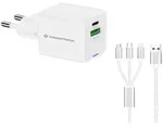 Conceptronic 2-Port 33W GaN USB-PD-Ladeger&auml;t mit 3-in-1-Ladekabel, USB-C x 1,...