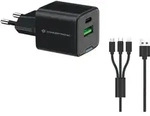 Conceptronic 2-Port 33W GaN USB-PD-Ladeger&auml;t mit 3-in-1-Ladekabel, USB-C x 1, USB-A