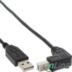 InLine 34505U, InLine USB 2.0 Kabel USB-A auf USB-B, unten abgewinkelt, schwarz, 0,5m