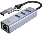 Conceptronic ABBY25G USB zu Gigabit-Netzwerkadapter mit 3-Port-USB-Hub
