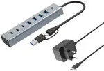 Conceptronic HUBBIES20GP 7-Port USB 3.2 Gen 1 Hub mit Netzteil, 5Gbps, USB-C x 3,