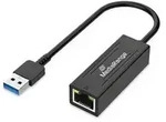 MediaRange USB-A Netzwerkadaper mit RJ45 Port, 10/100/1000 Mbps, 20cm, Schwarz
