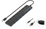Conceptronic HUBBIES19BP 7-Port-USB 3.0-Hub mit Netzteil, 90 cm Kabel, einzelner