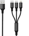 2GO 797153 USB Kabel 1,5 m USB B USB C/Micro-USB B/Lightning Schwarz