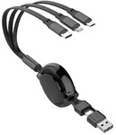 2GO Ladekabel 5in1 ALLinOne USB-AUSB-C Aufrollautomatik 1m