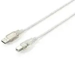 Equip USB 2.0 A to B Kabel, 1.8m , M/M Transparent silver