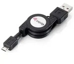 Equip USB 2.0 A to Micro-B ausziehbares Kabel, 1.0m , Schwarz