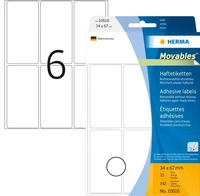 HERMA 10616, HERMA Vielzwecketiketten 34x67 mm wei&szlig; Movables/abl&ouml;sbar Papier matt