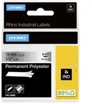 DYMO Rhino Industrie Permanente Polyesteretiketten | 12 mm x 5,5 m | Schwarz auf