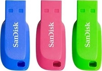 SanDisk SDCZ50C-032G-B46T, SanDisk Cruzer Blade 3x 32GB USB-Stick USB Typ-A 2.0 Blau,