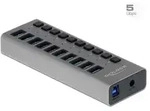DeLOCK Externer 5 Gbps USB Hub mit 10 Ports + Schalter