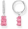 Thomas Sabo CR726-052-9 Silberne Einzel-Creole mit pinkem Goldb&auml;ren 28,0 mm Damen