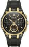 Bulova 98A328 Herrenuhr Curv Carbon & Gold Chronograph 44mm 3ATM