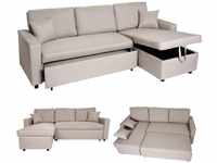 Ecksofa mit Bettkasten MCW-L17, Couch Sofa L-Form, Liegefläche Nosagfederung...