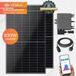 Balkonkraftwerk 830 W / 800 W Photovoltaik Solaranlage Steckerfertig WIFI Smarte