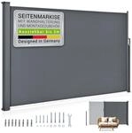 Juskys Seitenmarkise Dubai 300 x 190 cm ausziehbar blickdicht, Sichtschutz Garten,