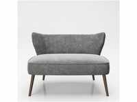 PLAYBOY - Sofa "KELLY" gepolsterter Loveseat mit Rückenlehne, Samtstoff in Grau mit