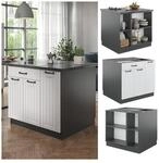 Vicco K&uuml;cheninsel K&uuml;chenblock Einbauk&uuml;che Fame-Line Landhaus Anthrazit Wei&szlig; 90 cm