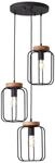 BRILLIANT Lampe, Tosh Pendelleuchte 3flg Rondell antik holz/schwarz korund, 3x A60,