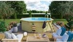 CHILLROI Achteckiger Massivholzpool, 357,5 x 357,5 x 124 cm, Modell 1 X Folie blau 