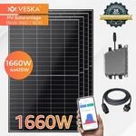 1660W / 1600 W Balkonkraftwerk Photovoltaik Solaranlage WIFI Smart