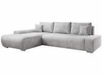 Juskys Sofa Iseo Links mit Schlaffunktion - Stoff Couch L Form für Wohnzimmer -