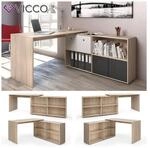 Vicco Eckschreibtisch FlexPlus Computer B&uuml;rotisch PC Schreibtisch Eiche Sonoma