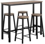 SoBuy Bartisch-Set mit 4 Hockern, 5-teilig Schwarz 120x40x100cm Industriell