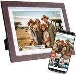 Denver PFF-1042 WLAN-Bilderrahmen 10.1" Touchscreen, Holz, dunkelbraun