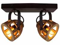 BRILLIANT Lampe Matrix Wood Spotbalken 2flg. schwarz/natur 2x D45, E14, 40W,