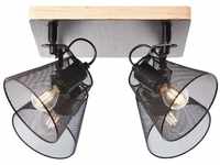 BRILLIANT Lampe, Whole Spotplatte 4flg schwarz/holzfarbend, Metall/Holz, 4x D45, E14,