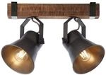 BRILLIANT Lampe, Decca Spotbalken 2flg schwarz stahl, 2x A60, E27, 10W, Holz aus