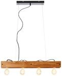 BRILLIANT Lampe, Calandra Pendelleuchte 4flg schwarz/holzfarbend, 4x A60, E27, 42W,