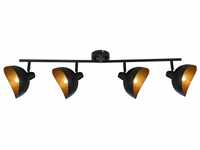 BRILLIANT Lampe Layton Spotrohr 4flg schwarz matt/gold 4x D45, E14, 25W, geeignet