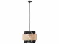 BRILLIANT Lampe, Arles Pendelleuchte 35cm schwarzmatt/rattan, 1x A60, E27, 40W, Kabel