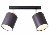 BRILLIANT Lampe, Vonnie Spotbalken 2flg schwarz/holzfarbend, Metall/Holz/Textil, 2x