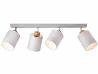 BRILLIANT Lampe, Vonnie Spotbalken 4flg grau/holz, Metall/Holz/Textil, 4x A60, E27,