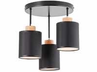 BRILLIANT Lampe, Vonnie Deckenrondell 3flg schwarz/holzfarbend, 3x A60, E27, 25W,