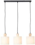 BRILLIANT Lampe, Pia Pendelleuchte 3flg Balken schwarz/natur, 3x A60, E27, 40W, Holz