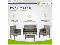 Juskys Polyrattan Gartenmöbel-Set Fort Myers grau-meliert mit Tisch, Sofa, 2...
