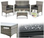 Juskys Polyrattan Gartenm&ouml;bel-Set Fort Myers grau-meliert mit Tisch, Sofa, 2 St&uuml;hle