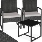 tectake&reg; Rattan Sitzgruppe, f&uuml;r 2 Personen, UV-best&auml;ndig, h&ouml;henverstellbare