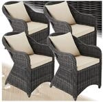 tectake&reg; 4er Set Aluminium Rattansessel, wetterfest und UV-best&auml;ndig, pflegeleicht,