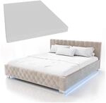 Juskys Polsterbett Nizza 180x200 cm &ndash; Matratze, Stauraum & LEDs - Samtbezug mit