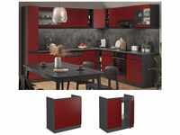 Vicco Spülenunterschrank Küchenschrank Küchenmöbel R-Line J-Shape Anthrazit Rot