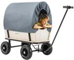 Miweba Holz-Bollerwagen Canvas, mit Dach, deichselgef&uuml;hrte Lenkachse, 180 kg,