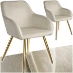 tectake&reg; Esszimmerstuhl, gepolstert, in Samtoptik, goldene Stahlbeine, 58 x 62 x 82