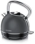 Arendo Wasserkocher mit Temperatureinstellung, 1,7 l, 2200 W, Edelstahl Retro Style