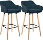 CLP Barhocker 2er Set gepolstert mit Lehne Grant, Barstuhl mit Stoffbezug, Gestell